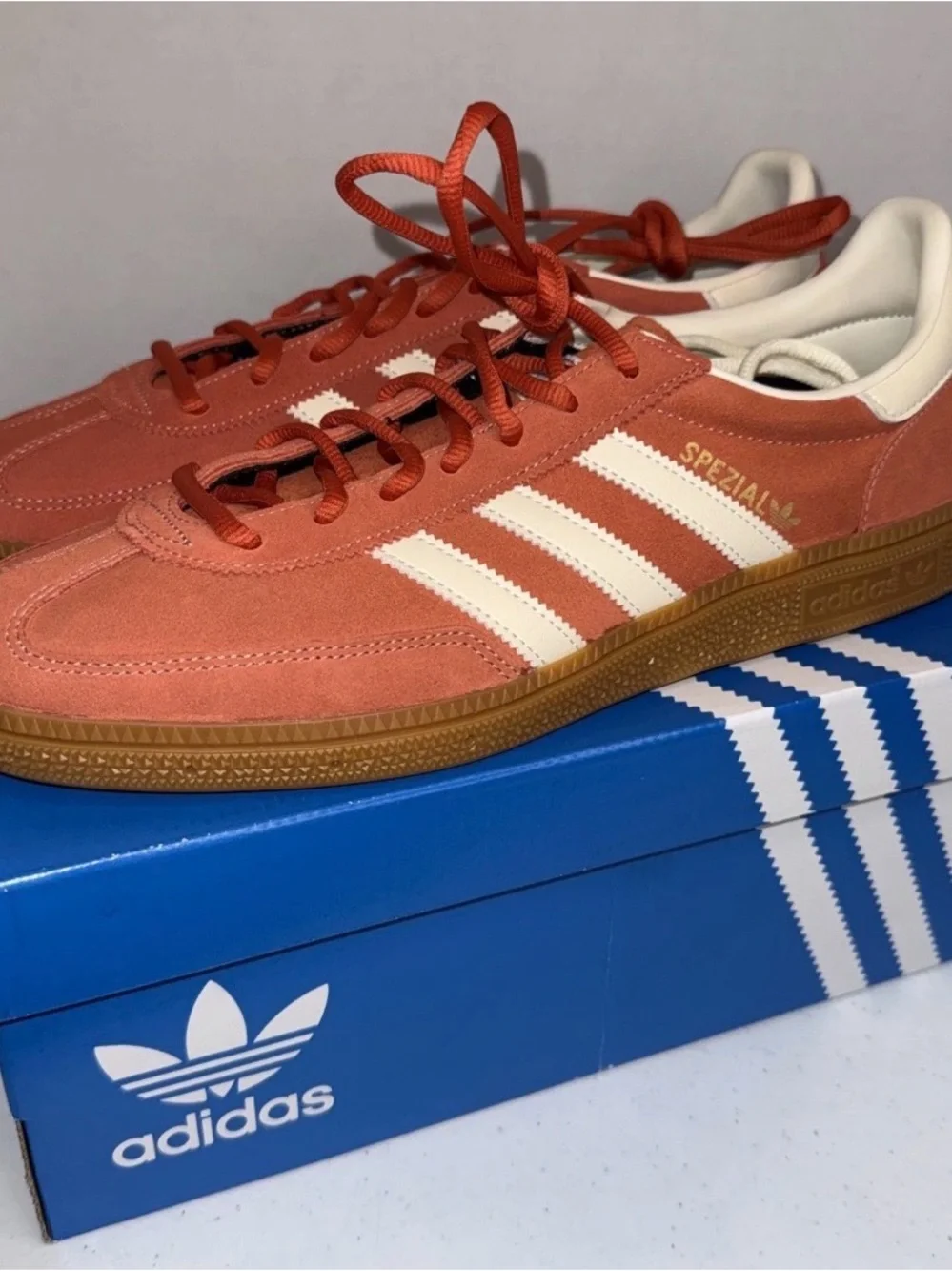 adidas Spezial Men’s Suede Sneakers in Rust with White Stripes 10.5